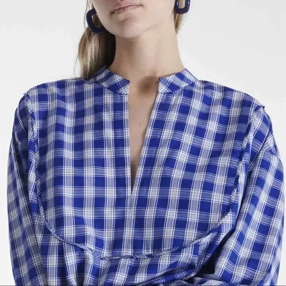 Rachel Comey Cala Top Blue Plaid Size 2 NWT - Picture 2 of 13